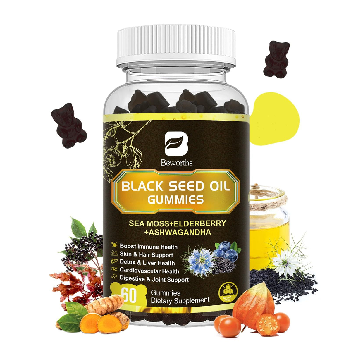 B BEWORTHS Gummies Huile de Nigelle 60ct pot avant