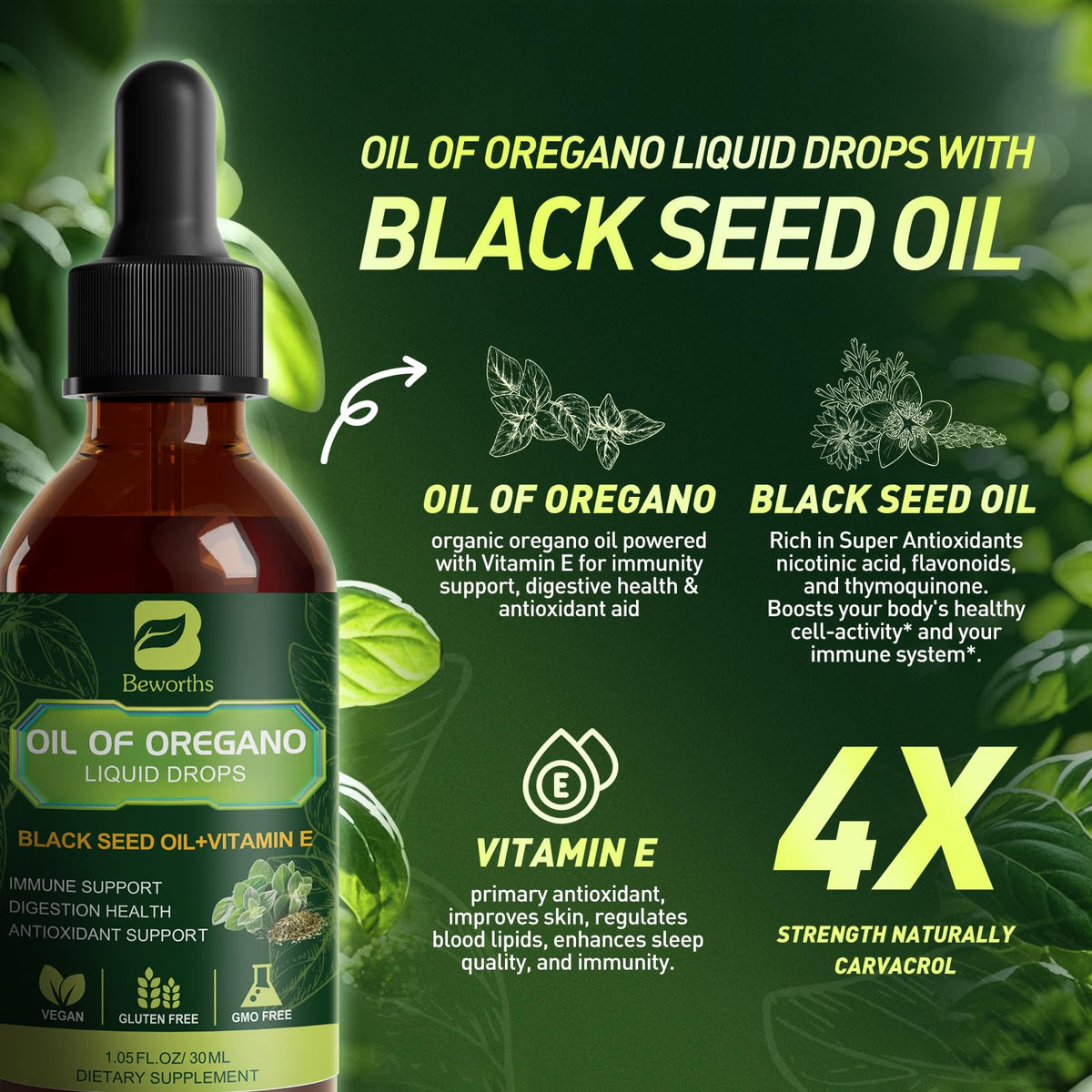 B BEWORTHS Huile d'Origan Bio 80% Carvacrol gouttes