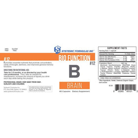 B-Brain 50g de Systemic Formulas côté avec étiquette des ingrédients