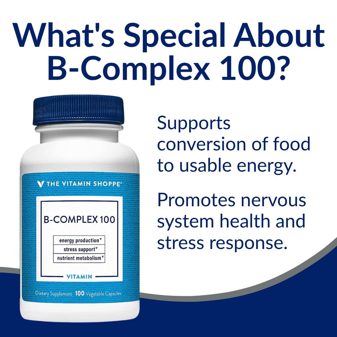 B-Complex de The Vitamin Shoppe en vue de dessus montrant le flacon ouvert