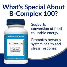 B-Complex de The Vitamin Shoppe en vue de dessus montrant le flacon ouvert