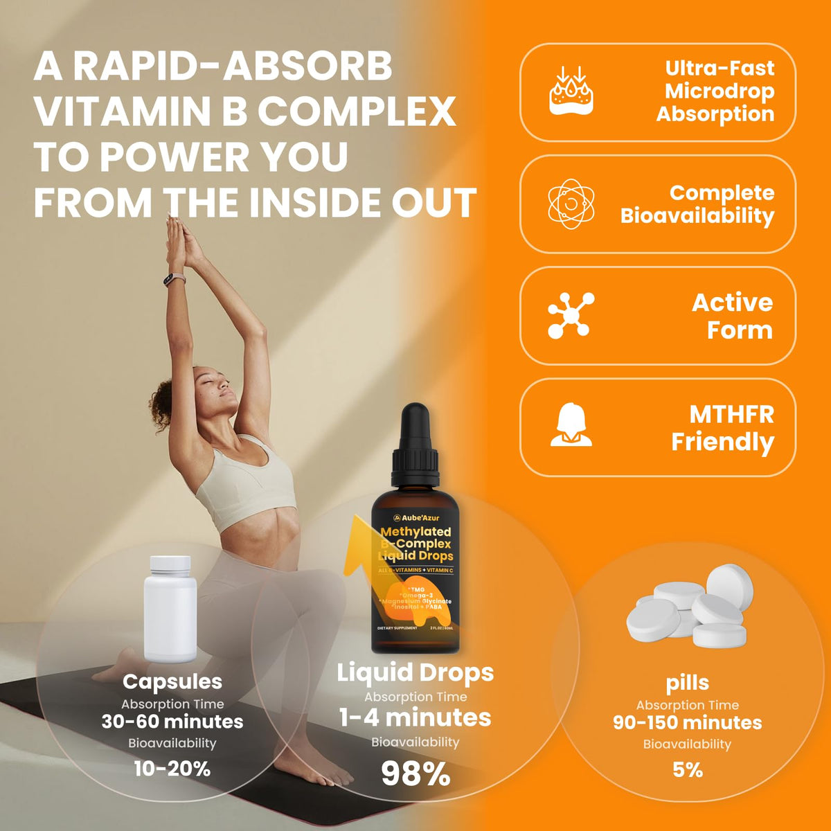 B Complex liquide Aube'Azur avec une cuillère doseuse
