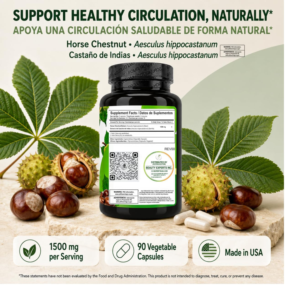 B-Experts Castaño de Indias emballage avec informations nutritionnelles