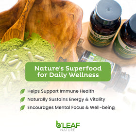 B'LEAF NATURE Capsules de Moringa 1000mg - capsules végétales dans un bol