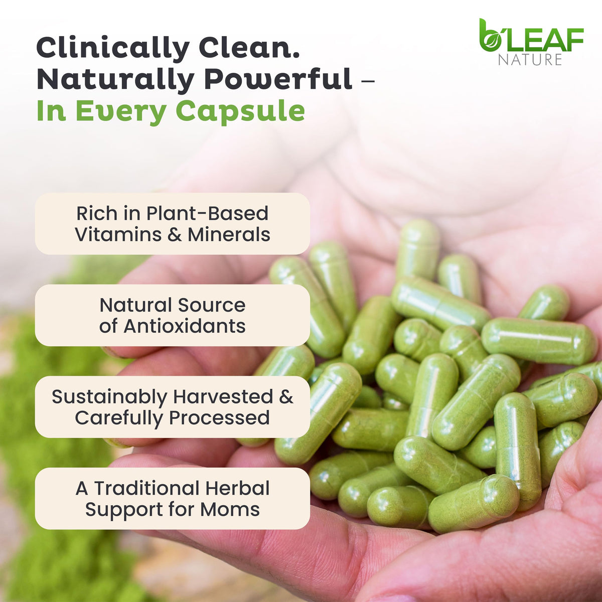 B'LEAF NATURE Capsules de Moringa 1000mg - étiquette du produit