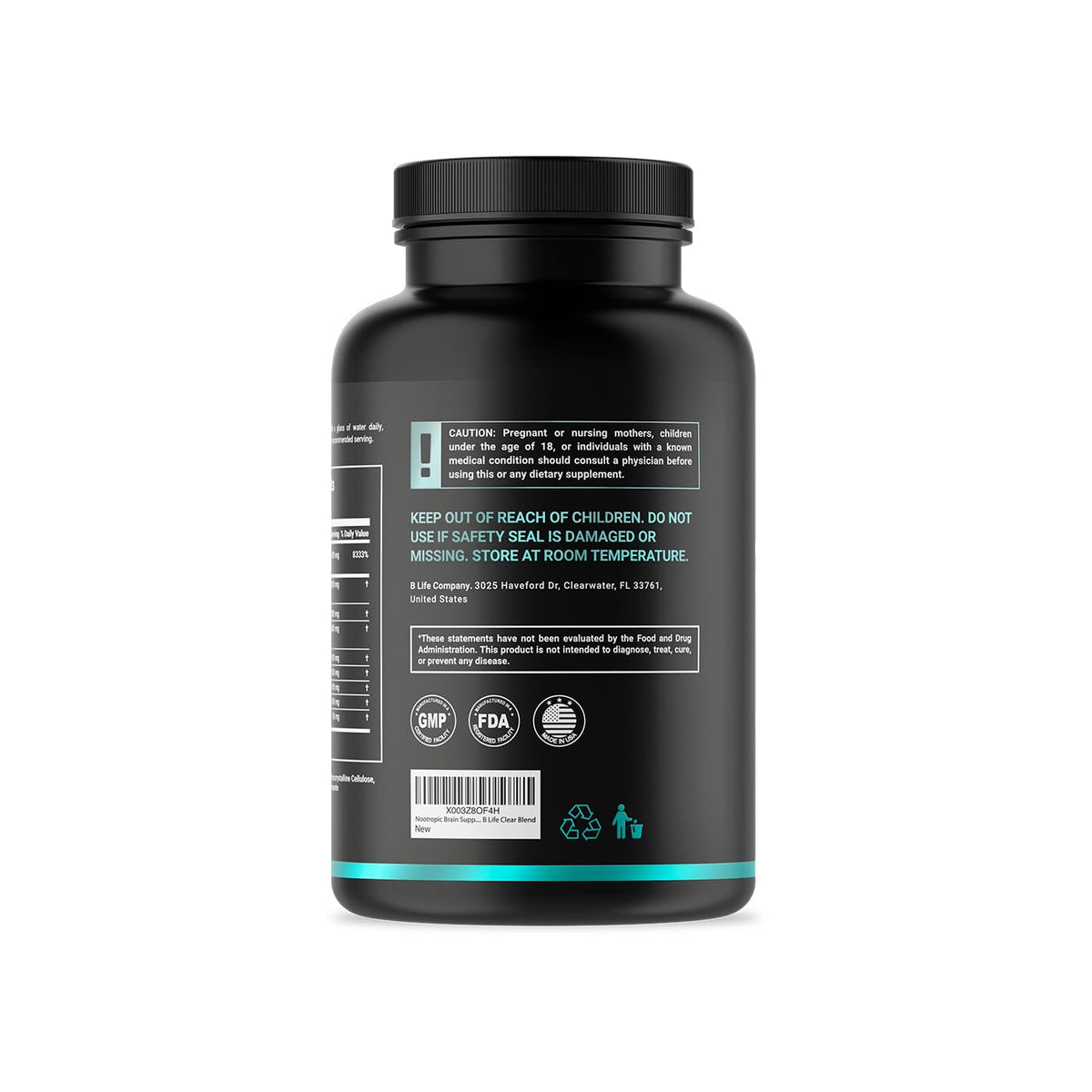 B Life Company Capsules de Champignon Crinière de Lion en vue de côté
