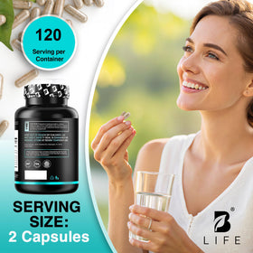B Life Company Capsules de Champignon Crinière de Lion montrant la taille de la capsule