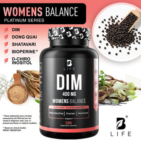B Life Company Complément Alimentaire DIM 400 mg 120 capsules avec étiquette