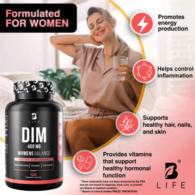 B Life Company Complément Alimentaire DIM 400 mg 120 capsules ouvertes