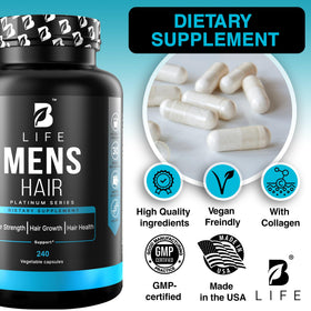 B Life Company Compléments Alimentaires Cheveux 240 Capsules sur un fond neutre