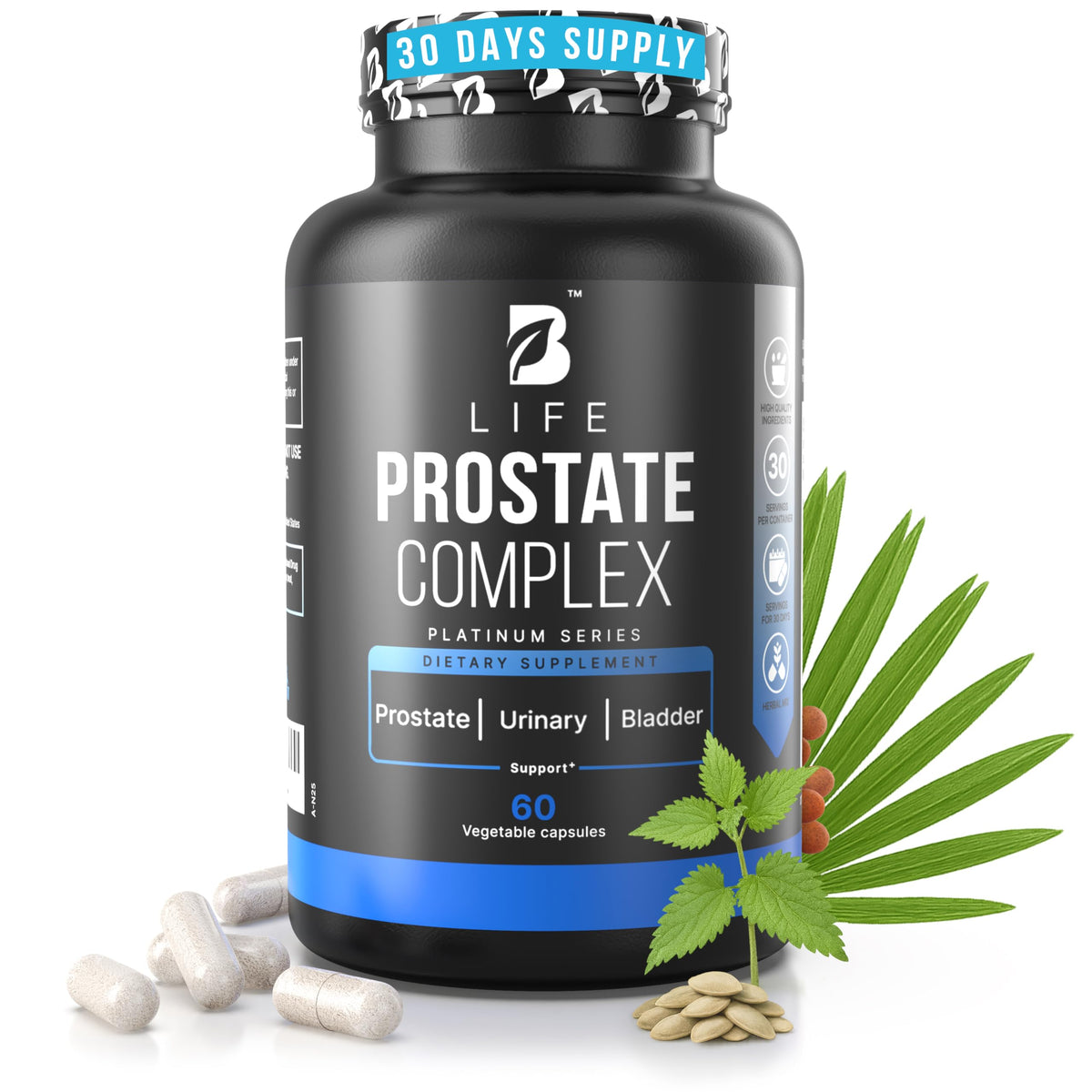 B Life Company Compléments Alimentaires Prostate 60 Capsules vue de face