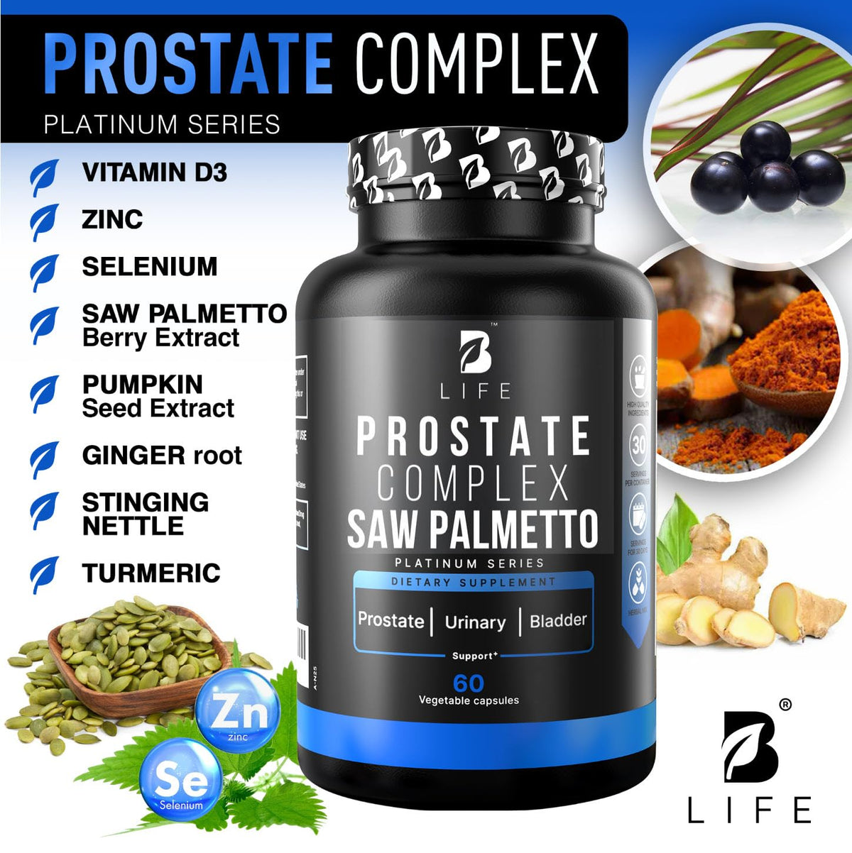 B Life Company Compléments Alimentaires Prostate boîte ouverte