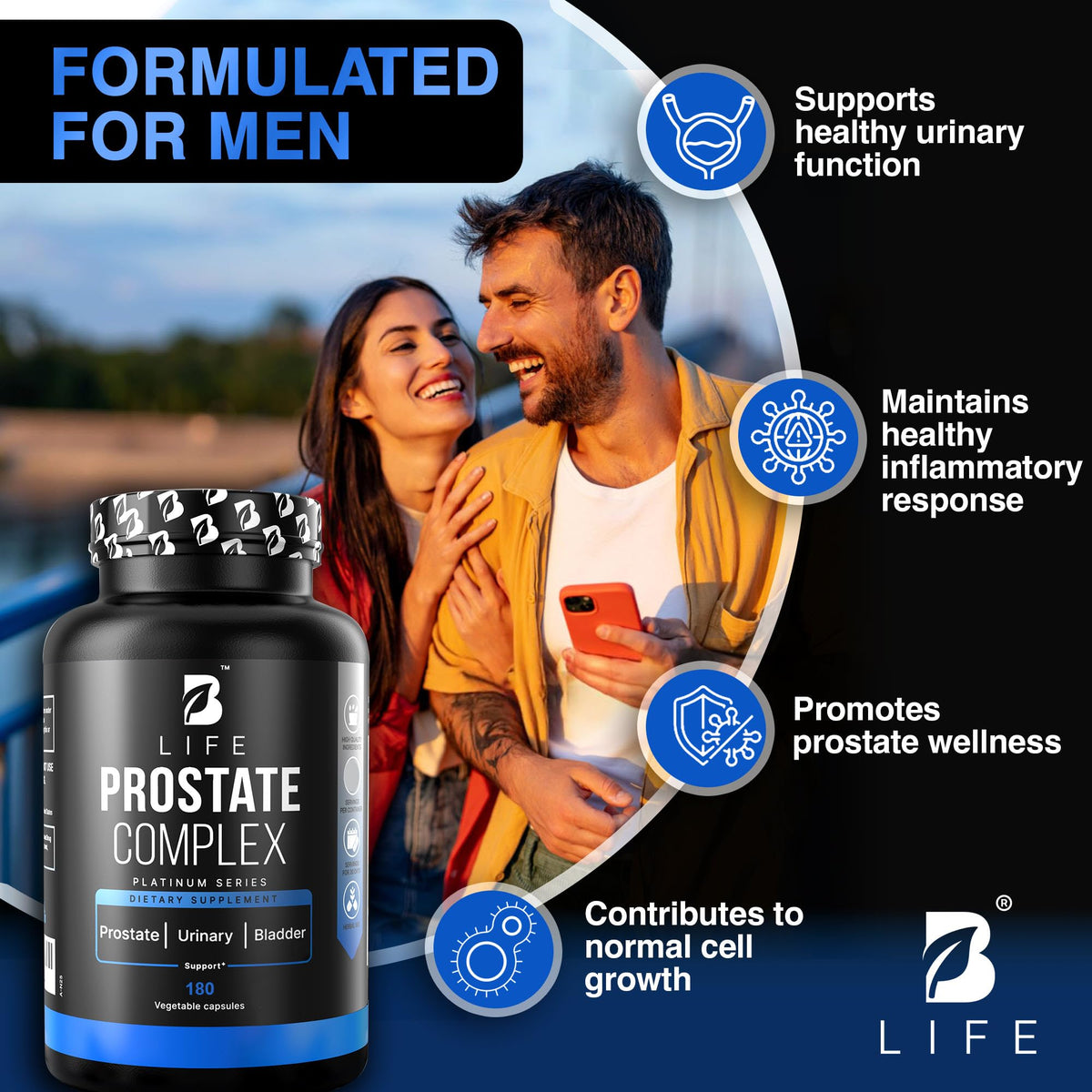 B Life Prostate Complex capsules sur une table