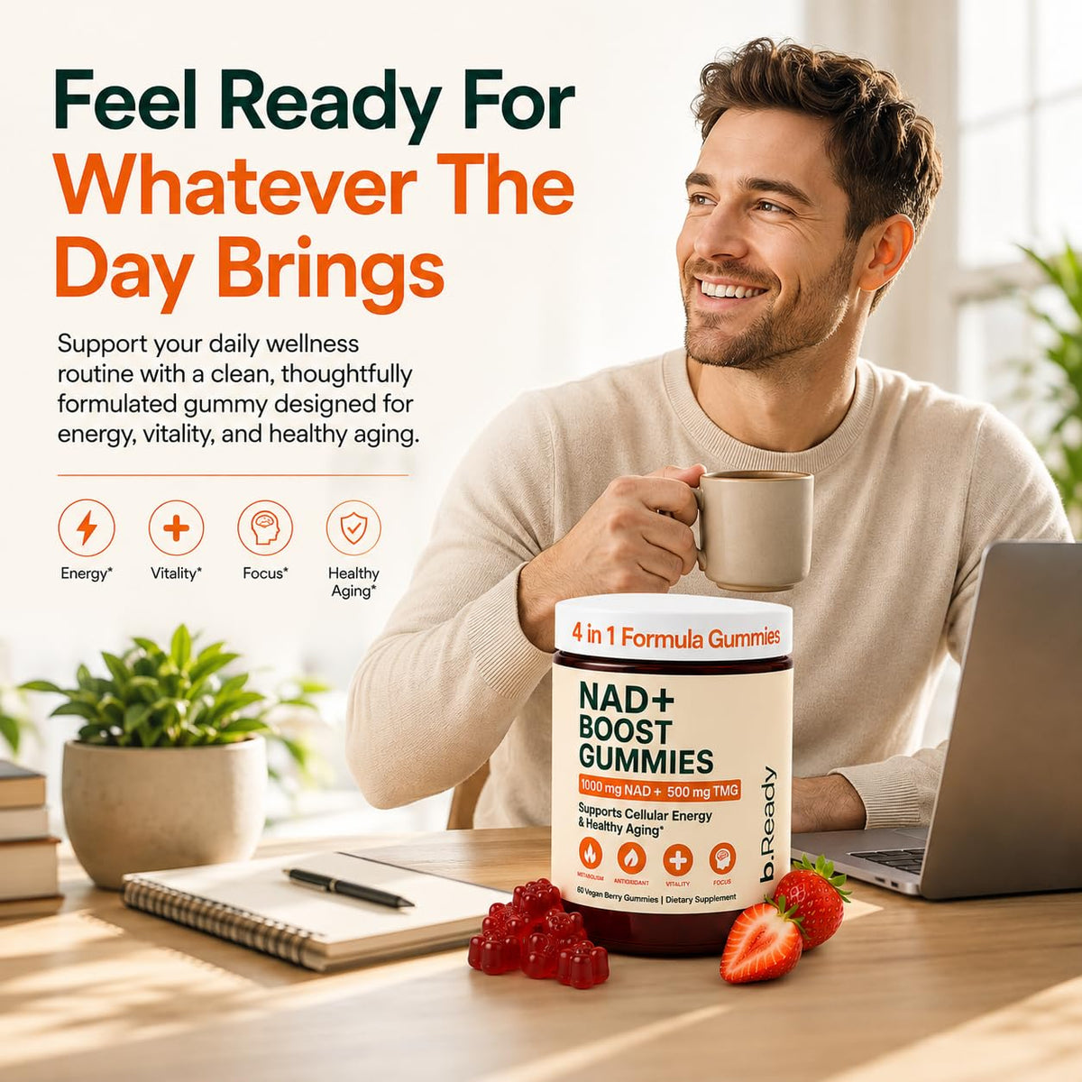 b.Ready Gummies NAD+ 1000 mg boîte ouverte avec gummies visibles