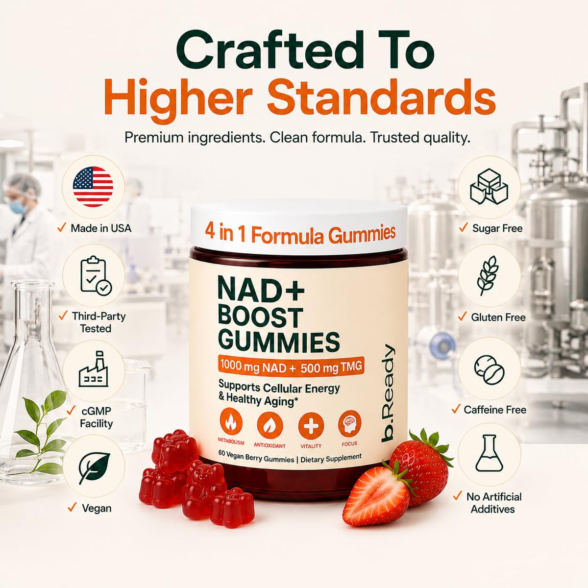 b.Ready Gummies NAD+ 1000 mg gummies dans une main