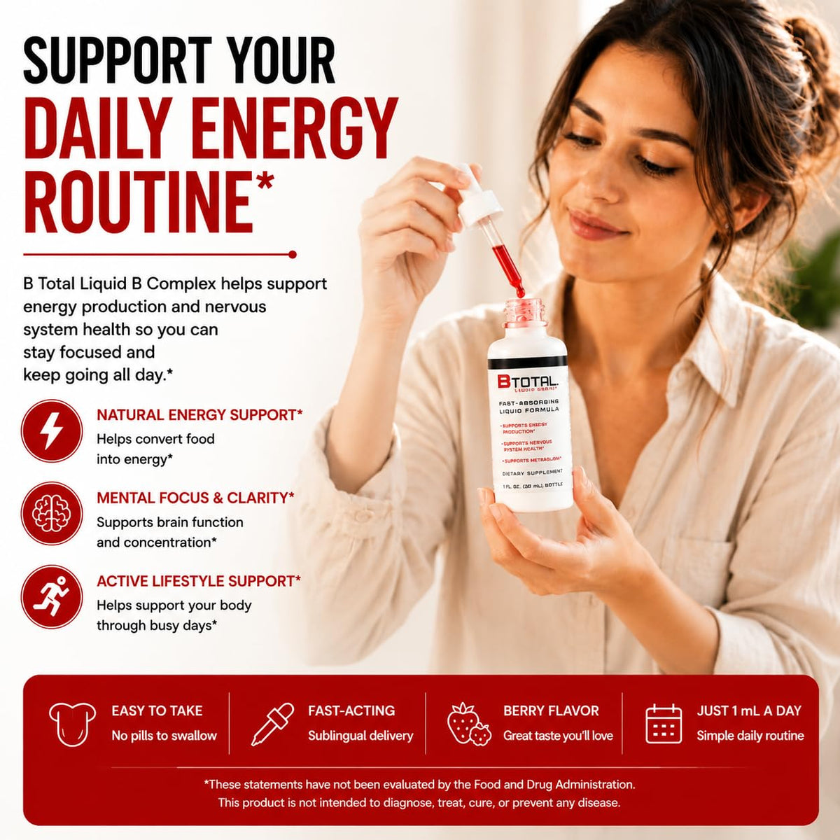 B Total Complex de Vitamines B, bouteilles sur fond blanc