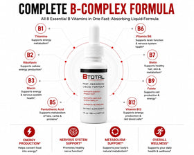 B Total Complex de Vitamines B Sublinguales 2 fl oz, étiquette de la bouteille