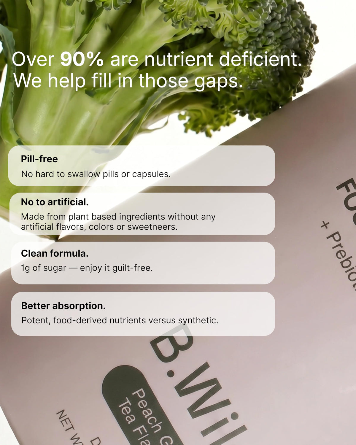 B.WILD Mélange de Boisson Multivitaminé Végétal Pêche Thé Vert côté