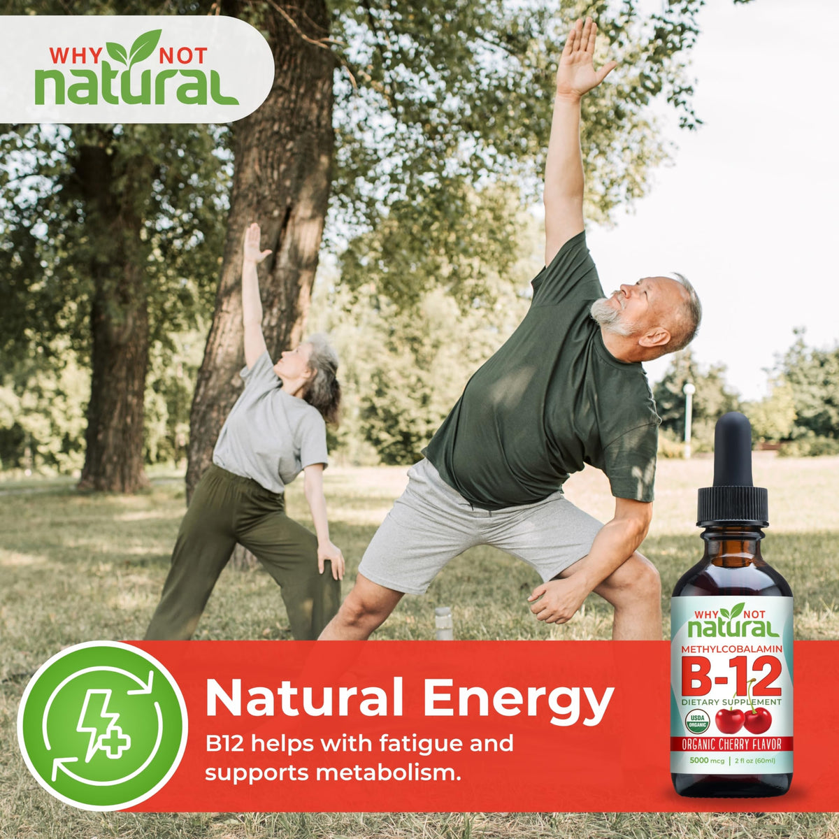 B12 Liquide 5000 mcg de Why Not Natural avec dosage de 2500 mcg