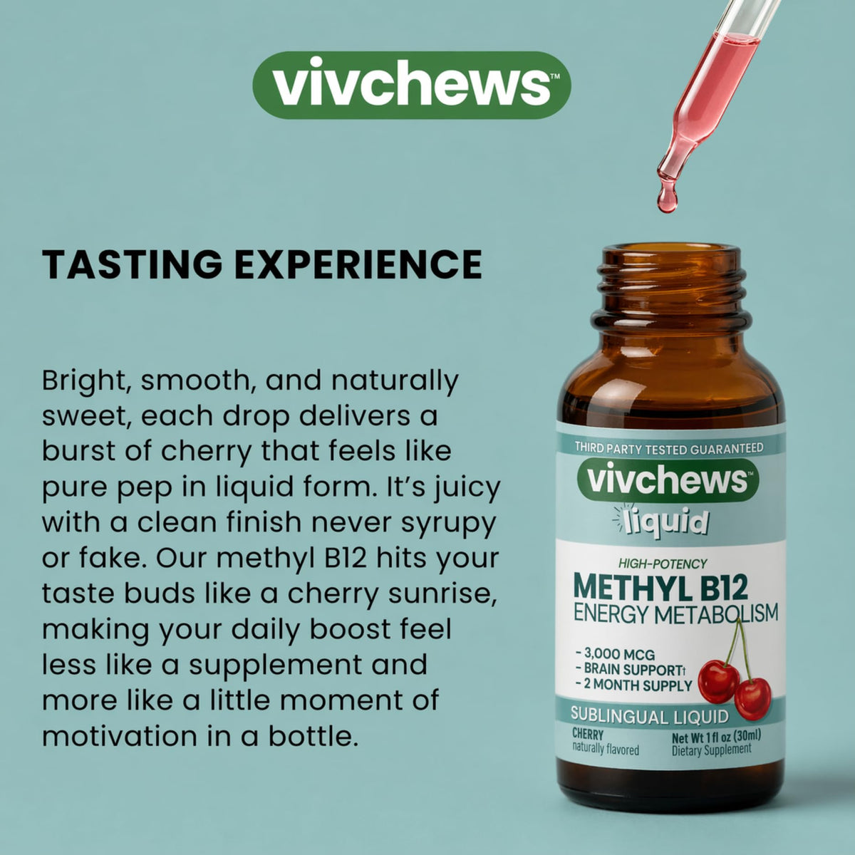 B12 méthyle vivchews à côté d'un verre d'eau