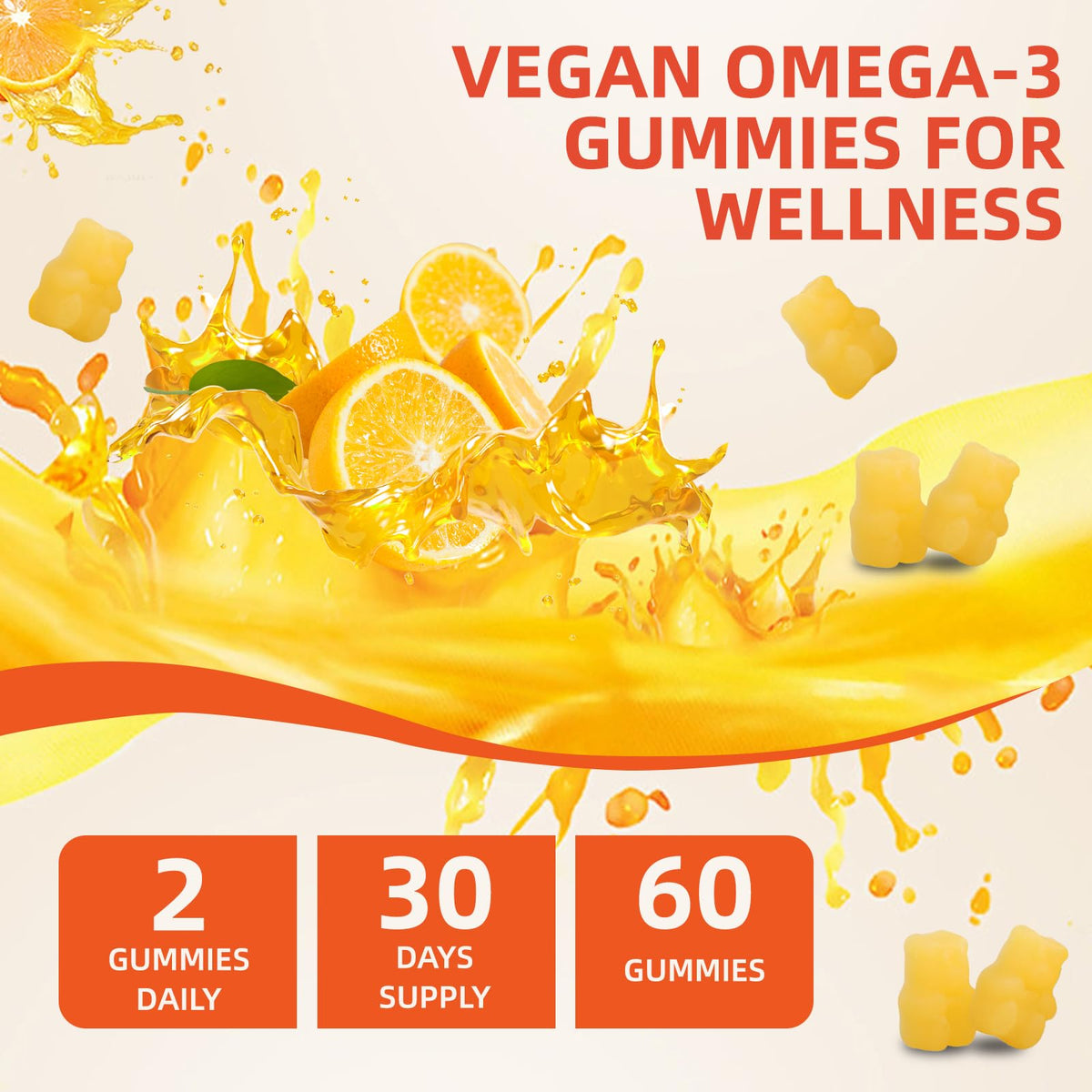 Babivek Gélules Omega-3 Vegan 1200mg gummies sur fond blanc