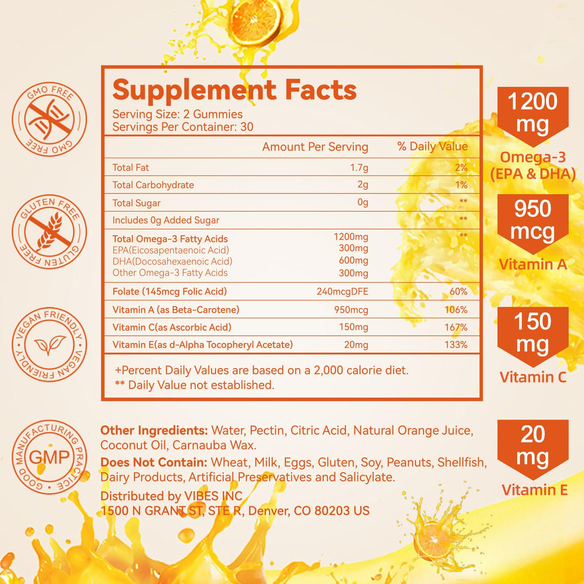 Babivek Gélules Omega-3 Vegan 1200mg ingrédients sur l'emballage