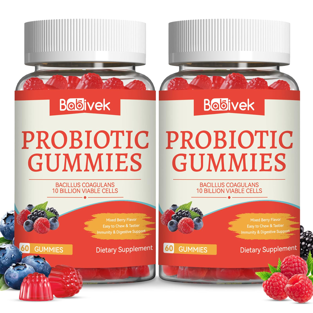 Babivek Gummies Probiotiques 120 comprimés en bouteille