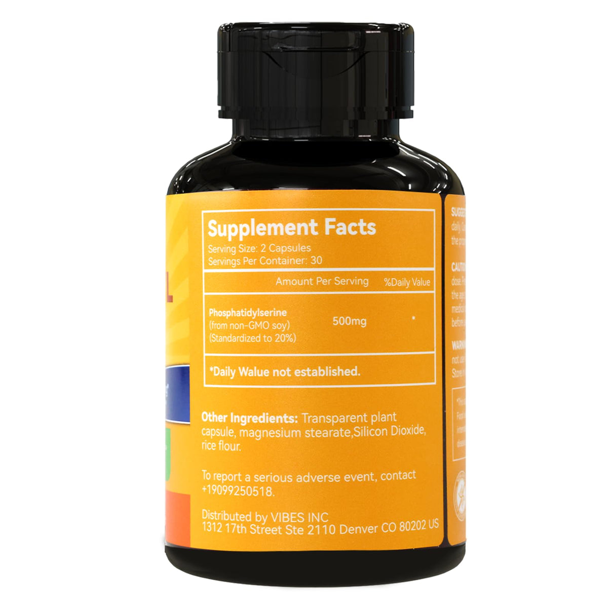 Babivek Phosphatidylserine 500mg, vue latérale du flacon