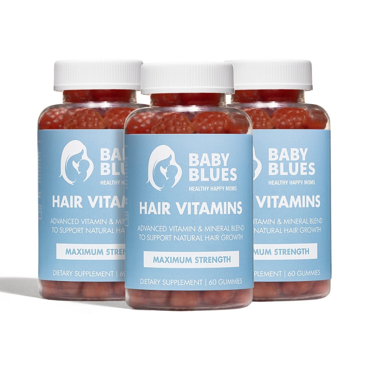 Baby Blues gummies pour cheveux post-partum, paquet de 180 gummies