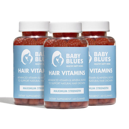 Baby Blues gummies pour cheveux post-partum, paquet de 180 gummies
