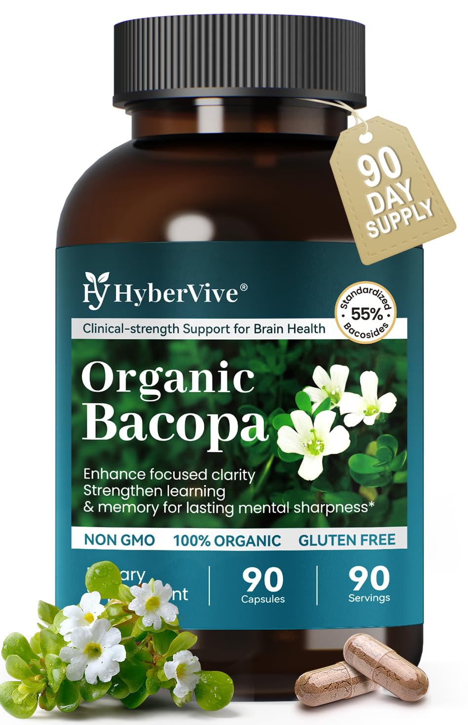 Bacopa Monnieri 300 mg HyberVive capsules vue de face
