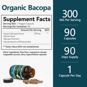 Bacopa Monnieri 300 mg HyberVive, poids net 82g