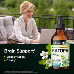 Bacopa Monnieri BIO KRAUTER avec étiquette et informations nutritionnelles