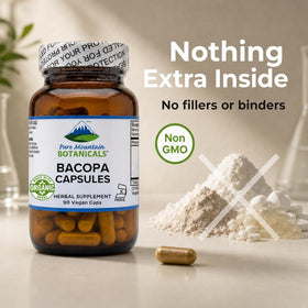Bacopa Monnieri Capsules Pure Mountain Botanicals vue de côté