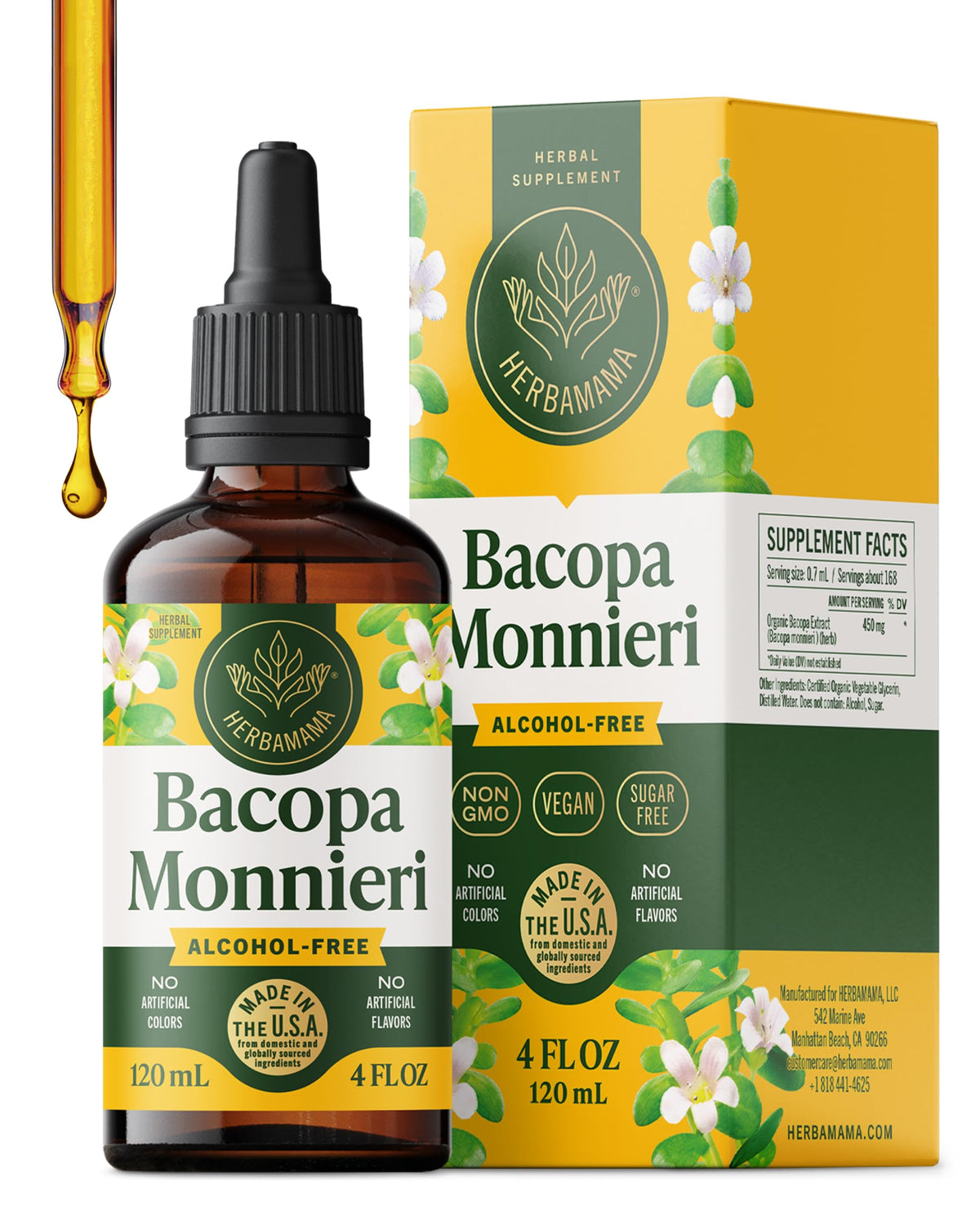 Bacopa Monnieri HERBAMAMA flacon de 281g vue avant
