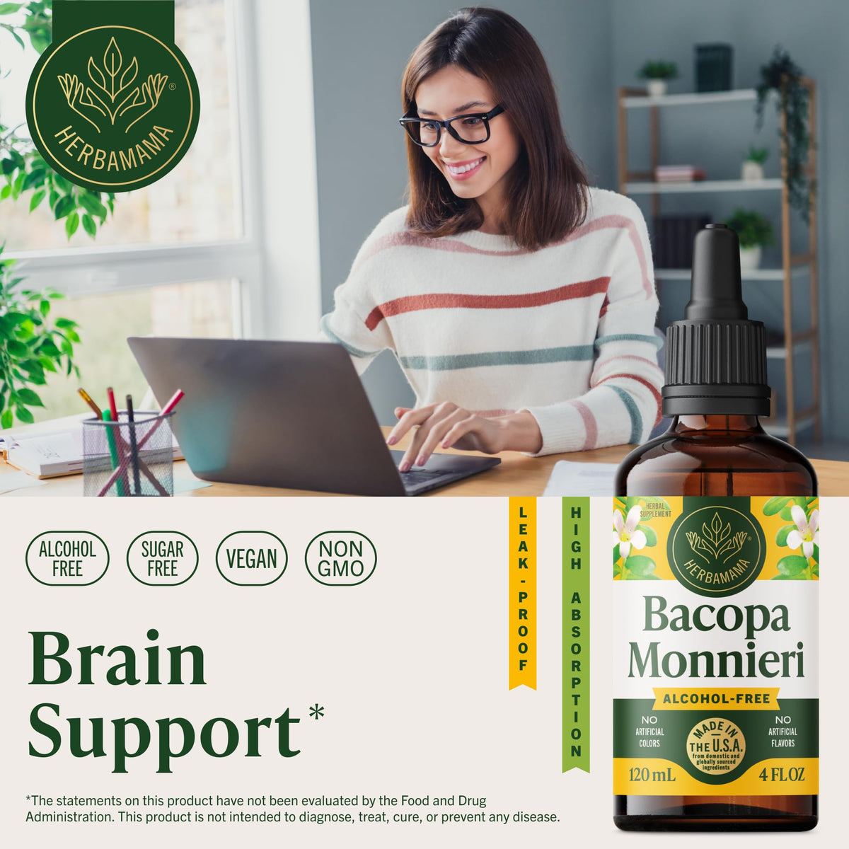 Bacopa Monnieri HERBAMAMA goutteuse en gros plan