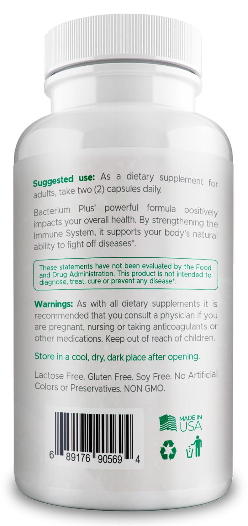 BACTICURE Bacterium Plus capsules végétariennes avec ingrédients