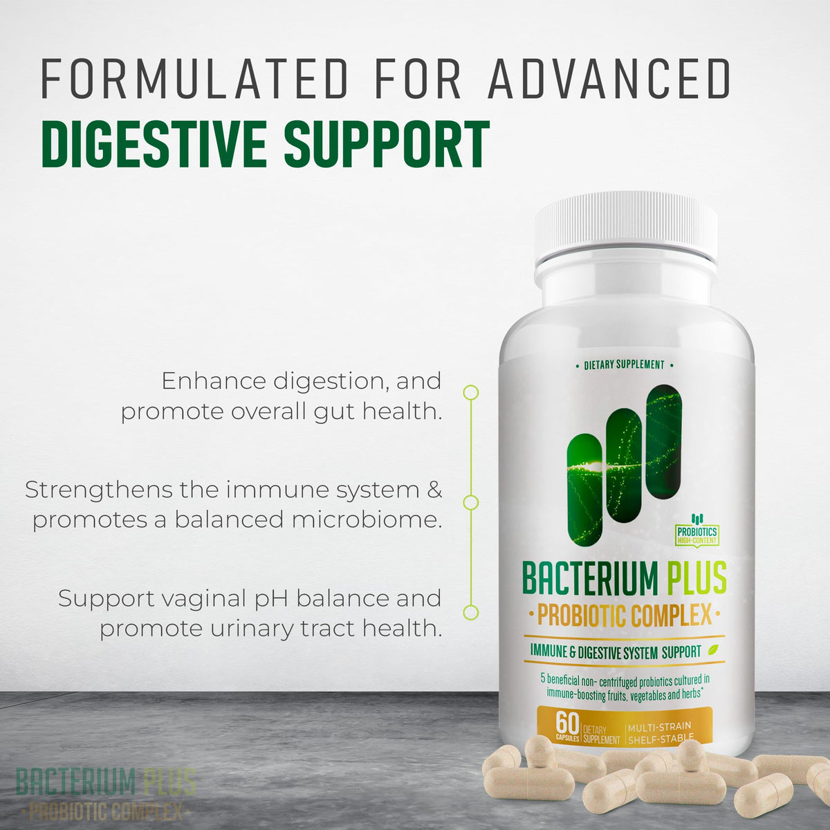 BACTICURE Bacterium Plus emballage avec capsules végétariennes