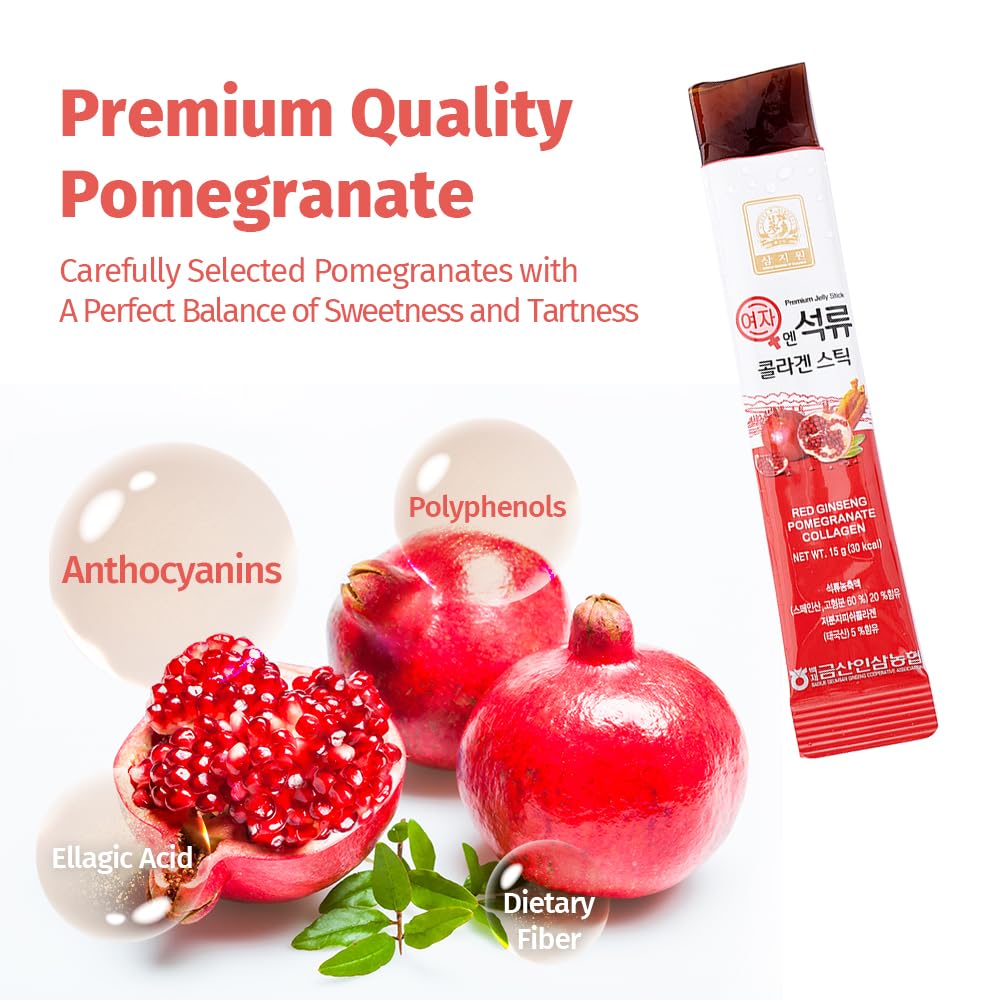 Baekje Pomegranate Collagen Jelly Stick with opened sachet