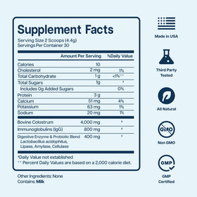 Baese Nutrition colostrum bovin en poudre 4000mg 132g sur une table en bois