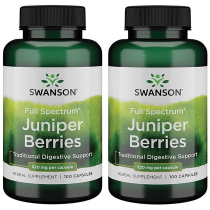 Baies de genévrier Swanson 520 mg, 100 capsules, emballage avant