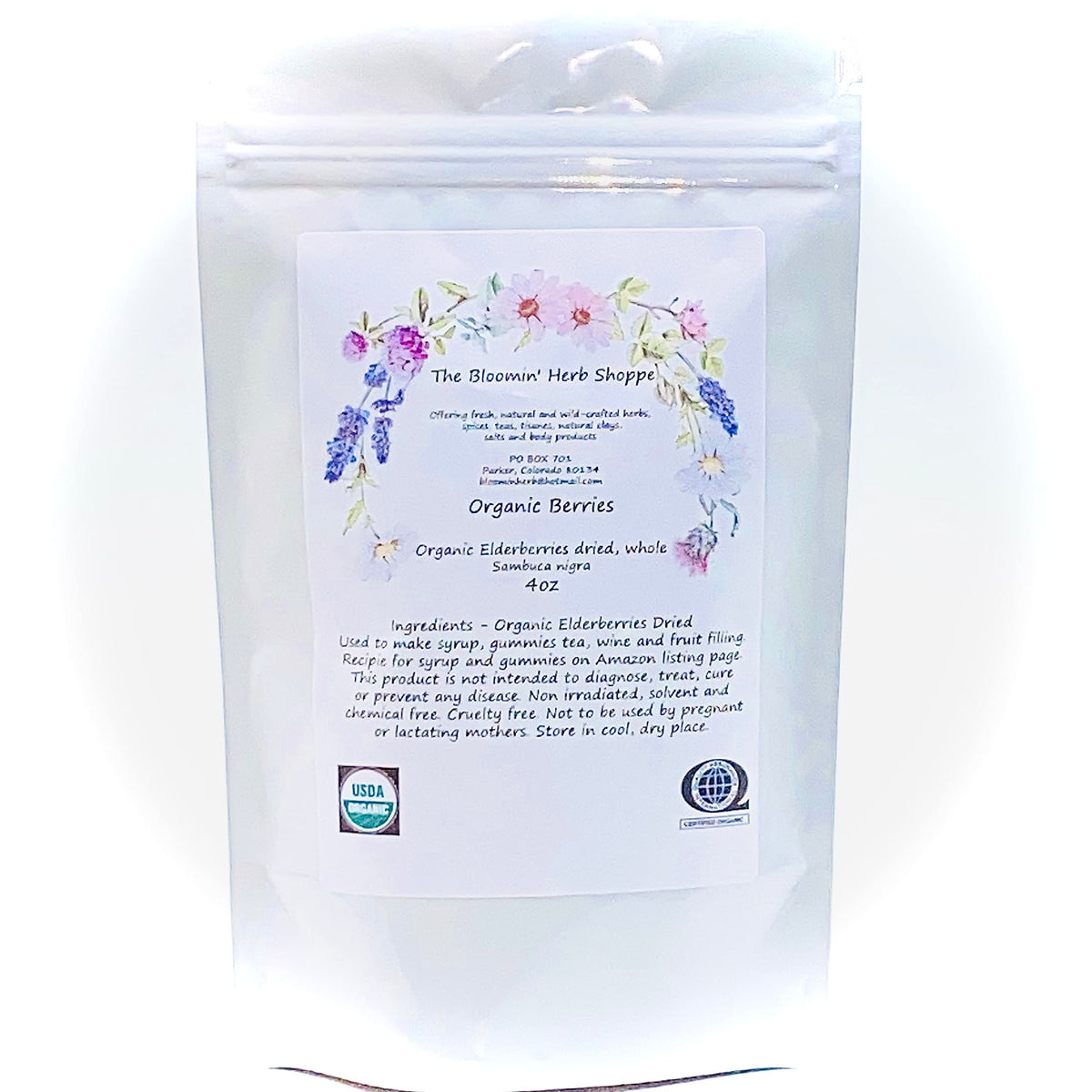 Baies de sureau entières bio 118g vue de face