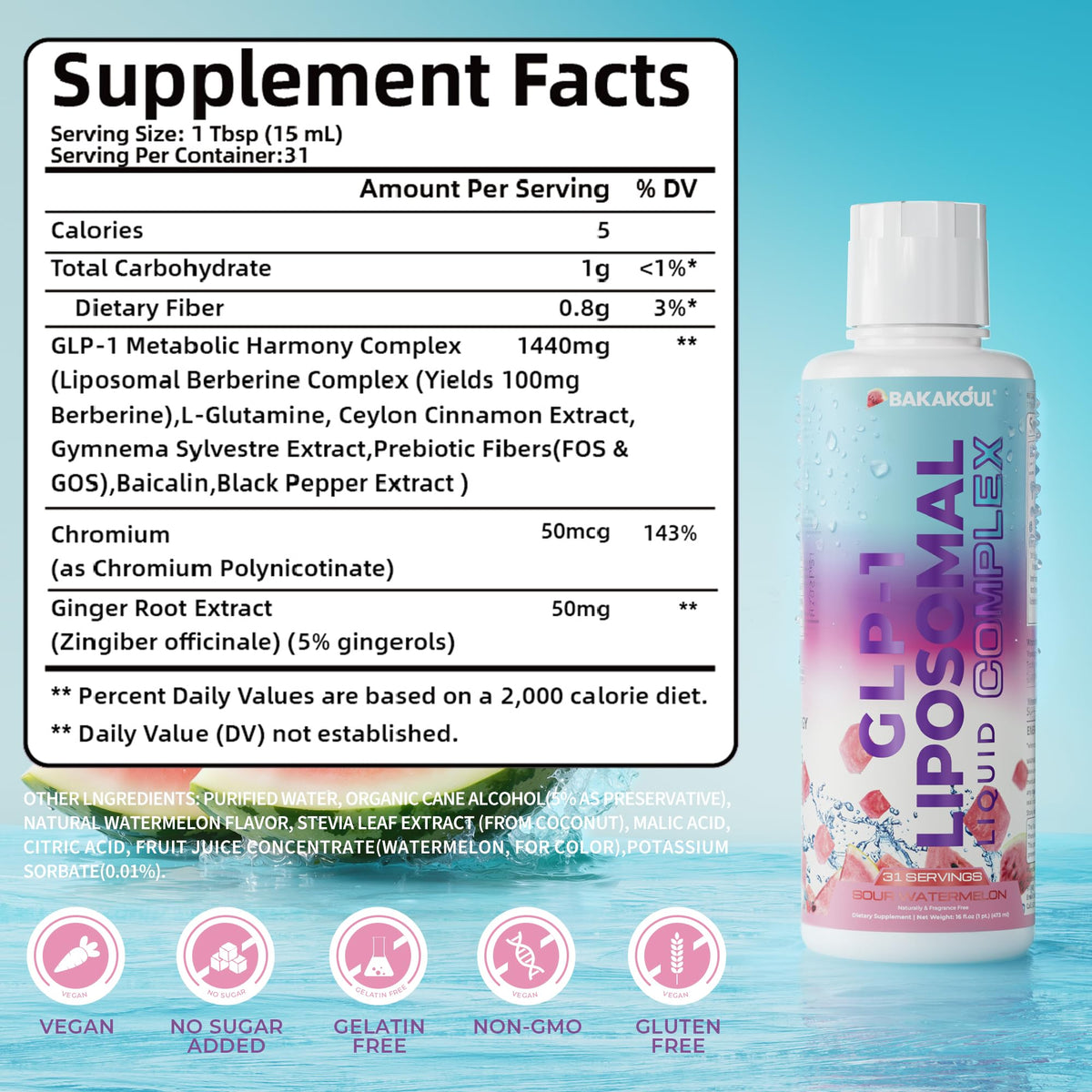 BAKAKOUL complément alimentaire liquide 540g avec étiquette et ingrédients