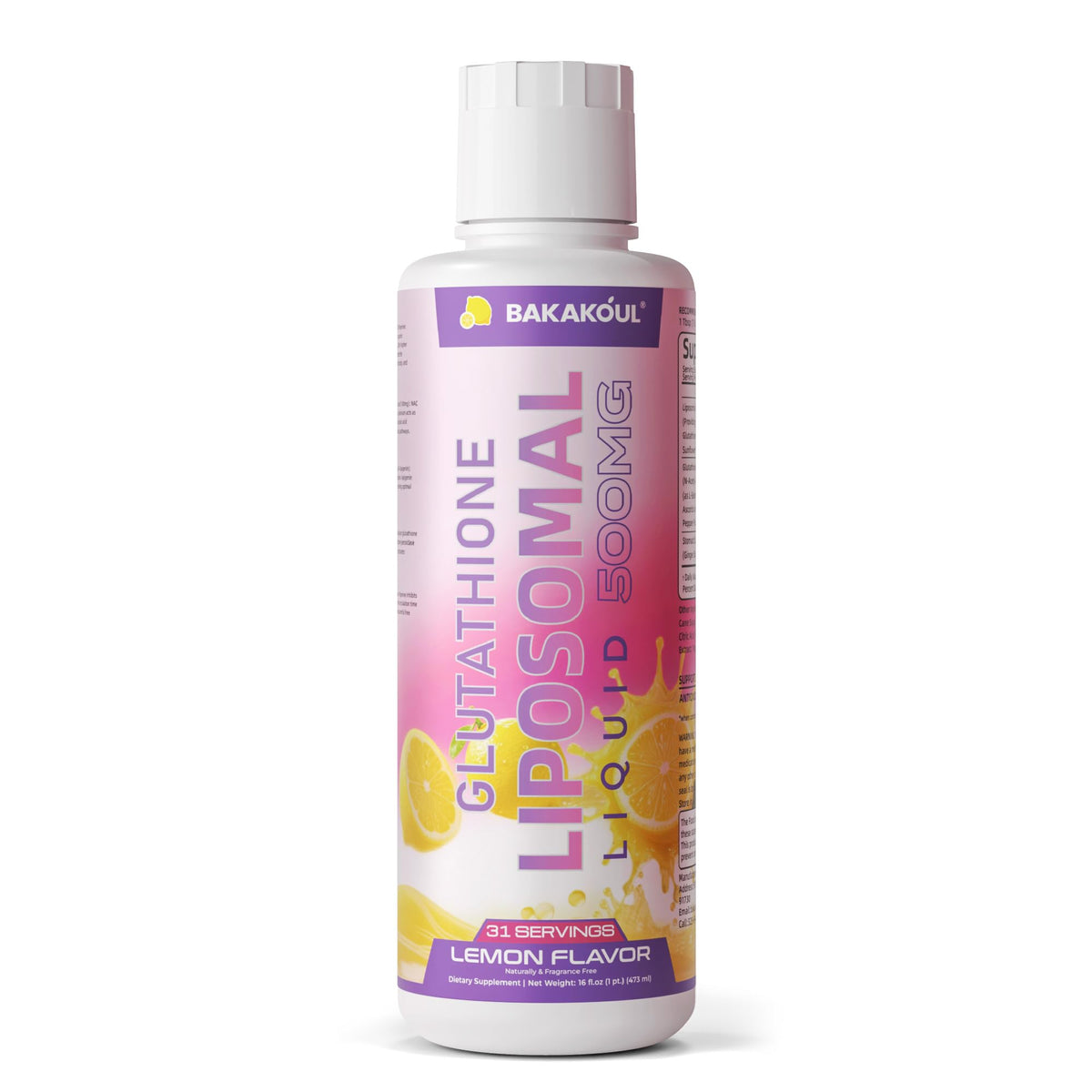 BAKAKOUL Glutathione Liposomal Liquide 500mg bouteille vue de face