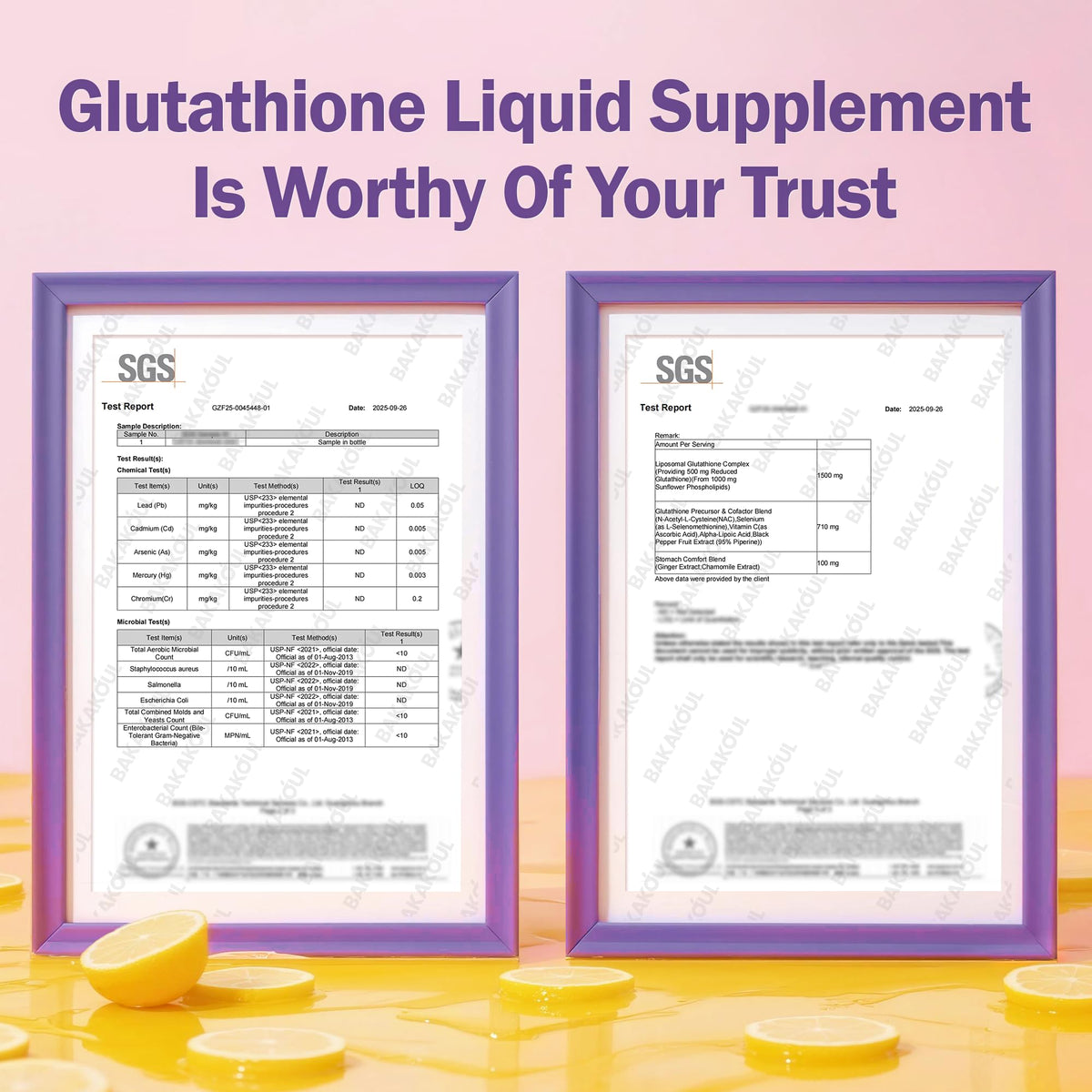 BAKAKOUL Glutathione Liposomal Liquide 500mg en verre avec boisson pétillante