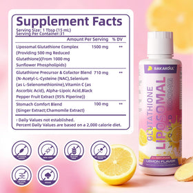 BAKAKOUL Glutathione Liposomal Liquide 500mg étiquette avec ingrédients