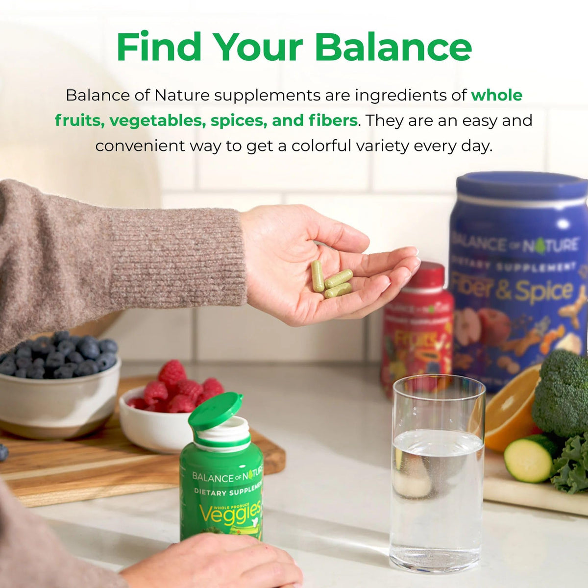 Balance of Nature Complément Alimentaire Superfood Veggies, présentation des légumes en poudre