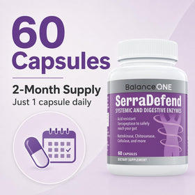 Balance ONE Biofilm Disruptor capsules avec un verre d'eau
