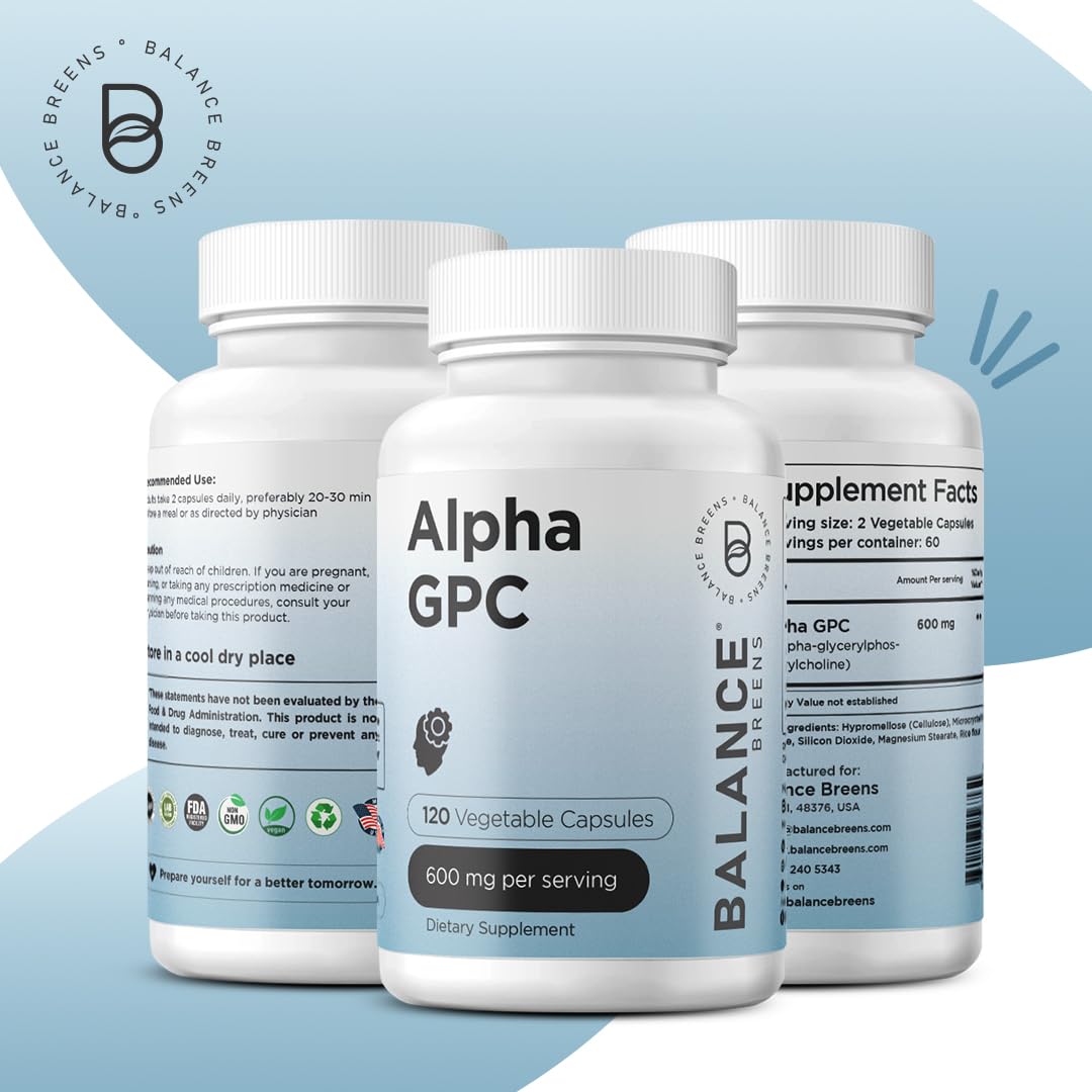 Balancebreens Alpha GPC Choline 600mg 120 capsules végétales avec étiquette