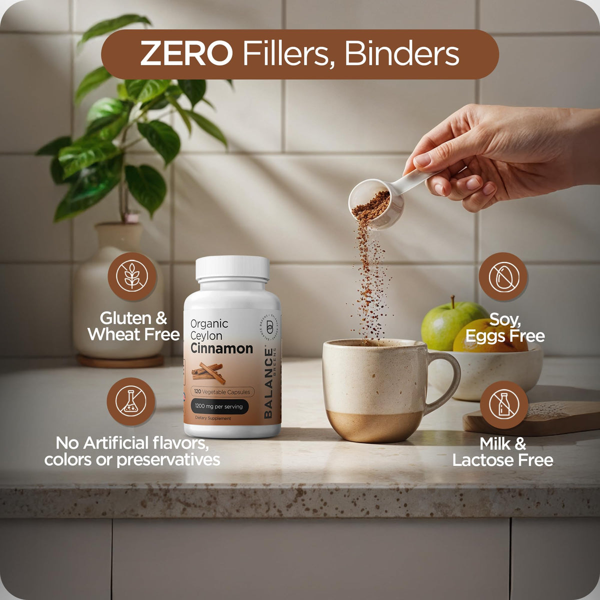 Balancebreens Complément Alimentaire Cannelle de Ceylan 1200mg ouverte pour montrer les capsules